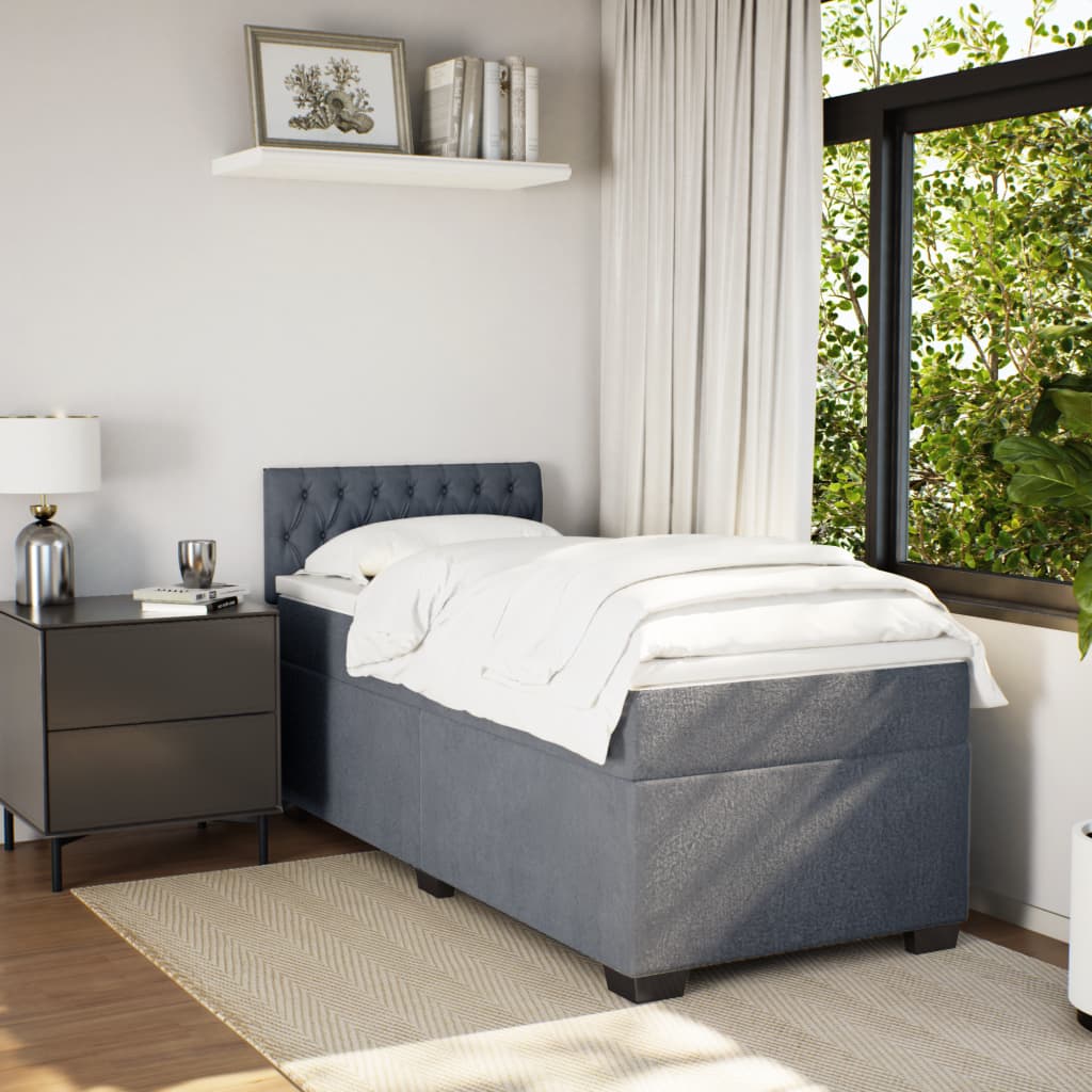 Giroletto a Molle con Materasso Grigio Scuro 80x200 cm Velluto | homemem39
