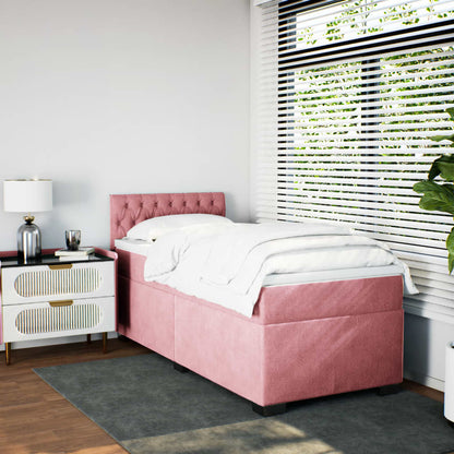 Giroletto a Molle con Materasso Rosa 80x200 cm in Velluto | homemem39