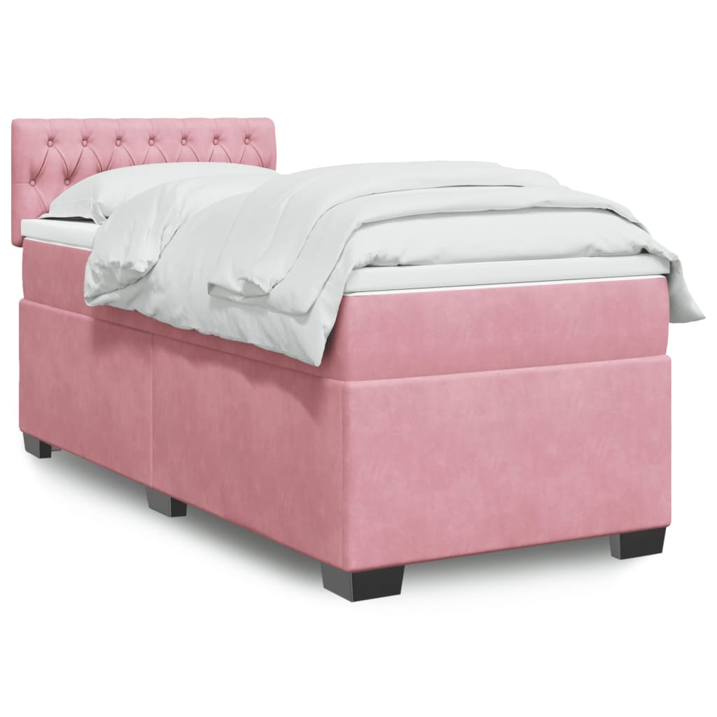 Giroletto a Molle con Materasso Rosa 80x200 cm in Velluto | homemem39