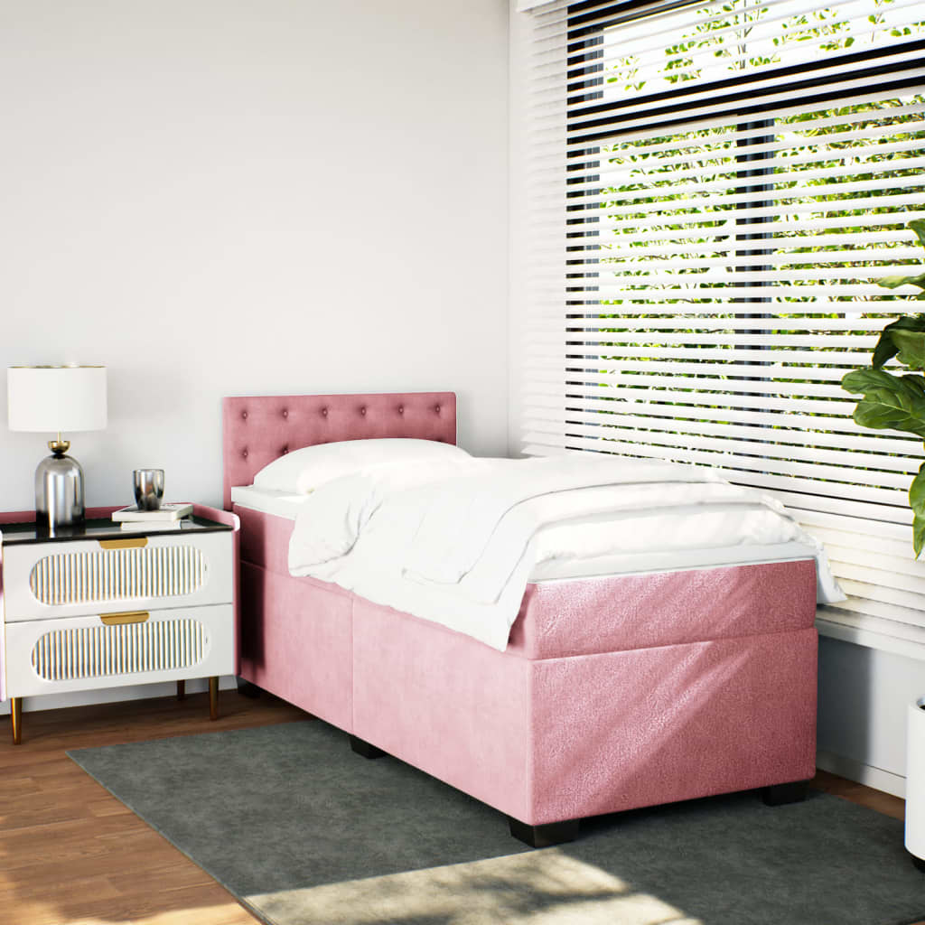 Giroletto a Molle con Materasso Rosa 80x200 cm in Velluto | homemem39