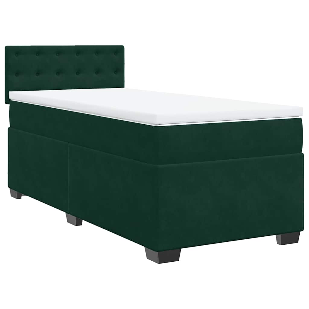 Giroletto a Molle con Materasso Verde Scuro 90x190 cm Velluto | homemem39