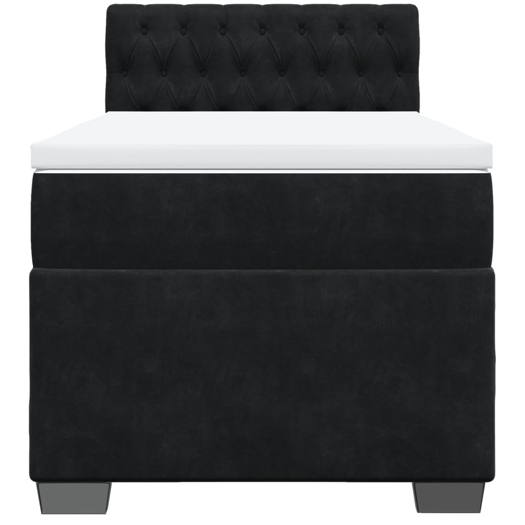 Giroletto a Molle con Materasso Nero 90x190 cm in Velluto