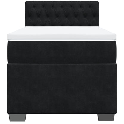Giroletto a Molle con Materasso Nero 90x190 cm in Velluto