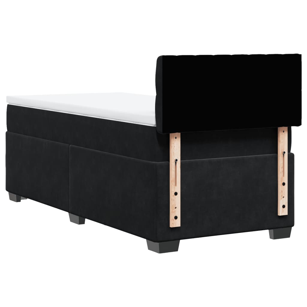 Giroletto a Molle con Materasso Nero 90x190 cm in Velluto