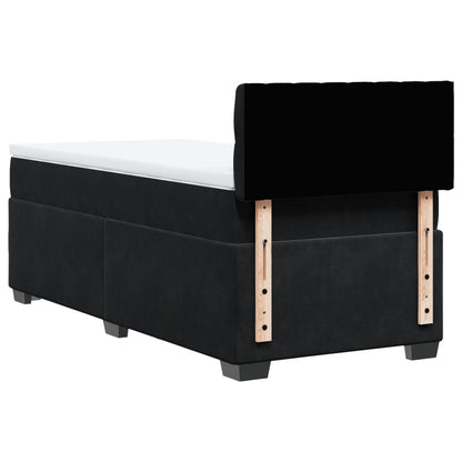 Giroletto a Molle con Materasso Nero 90x190 cm in Velluto