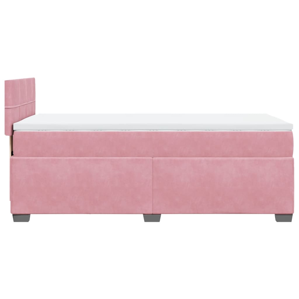 Giroletto a Molle con Materasso Rosa 90x190 cm in Velluto - homemem39