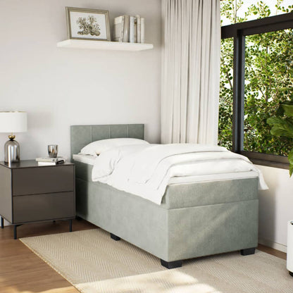 Giroletto a Molle con Materasso Grigio Chiaro 90x200 cm Velluto - homemem39