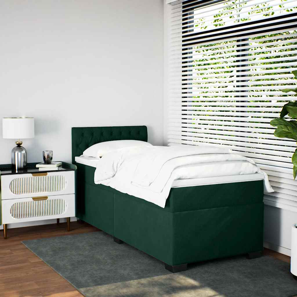 Giroletto a Molle con Materasso Verde Scuro 100x200 cm Velluto | homemem39