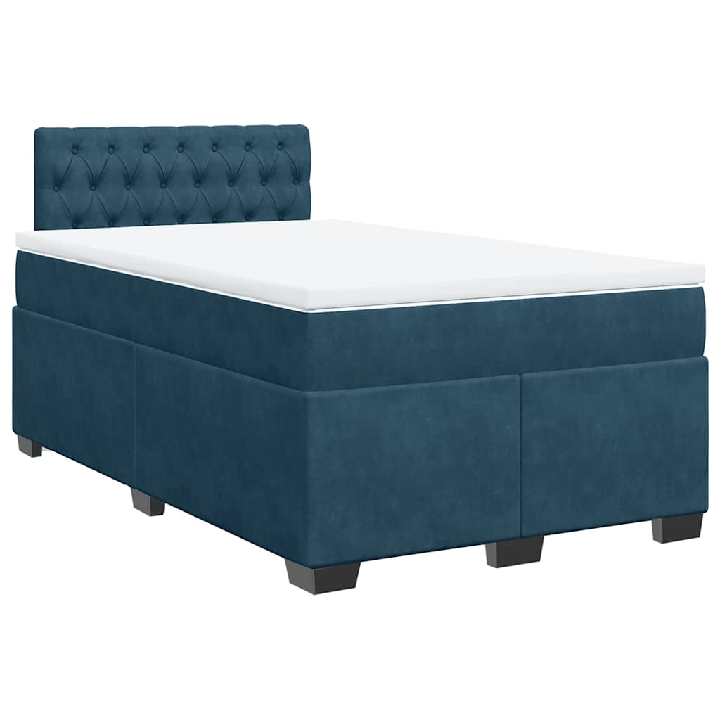 Giroletto a Molle con Materasso Blu Scuro 120x190 cm in Velluto