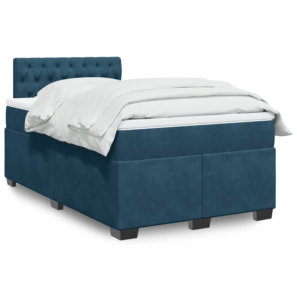 Giroletto a Molle con Materasso Blu Scuro 120x190 cm in Velluto