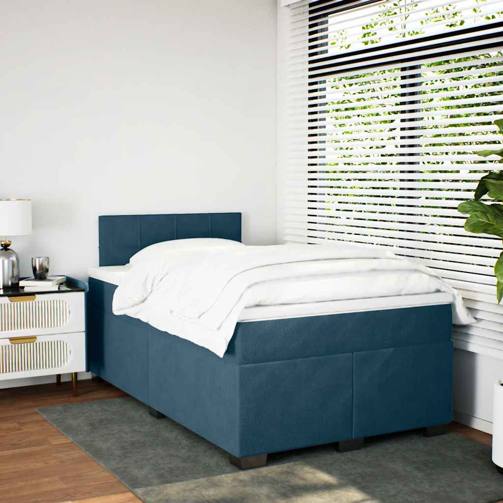 Giroletto a Molle con Materasso Blu Scuro 120x200 cm in Velluto | homemem39