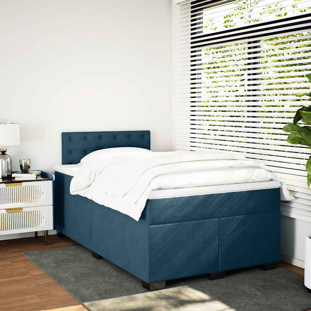 Giroletto a Molle con Materasso Blu Scuro 120x200 cm in Velluto | homemem39