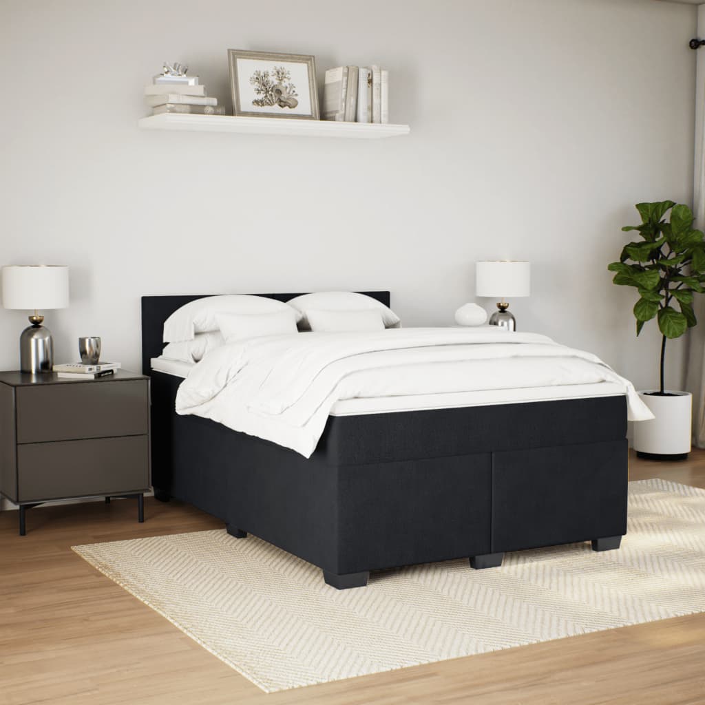 Giroletto a Molle con Materasso Nero 140x190 cm in Velluto | homemem39