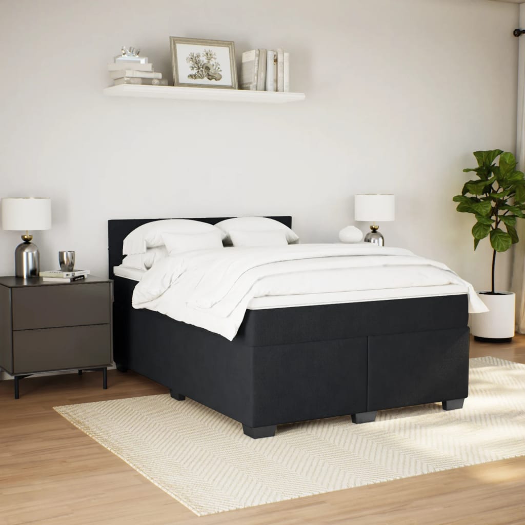 Giroletto a Molle con Materasso Nero 140x190 cm in Velluto | homemem39