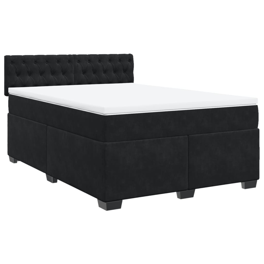 Giroletto a Molle con Materasso Nero 140x190 cm in Velluto | homemem39