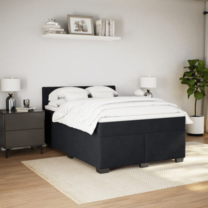 Giroletto a Molle con Materasso Nero 140x190 cm in Velluto | homemem39