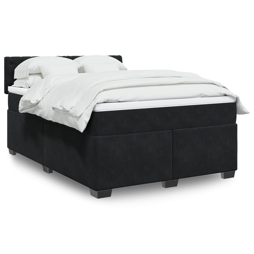 Giroletto a Molle con Materasso Nero 140x190 cm in Velluto | homemem39