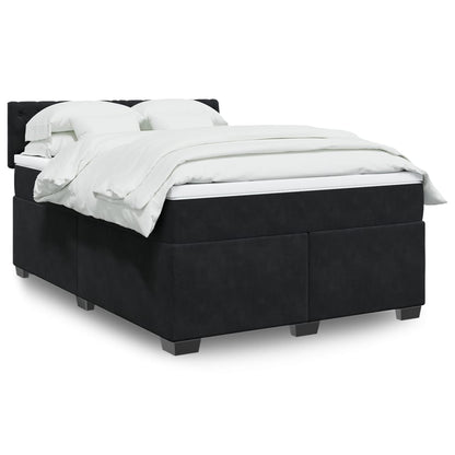 Giroletto a Molle con Materasso Nero 140x190 cm in Velluto | homemem39