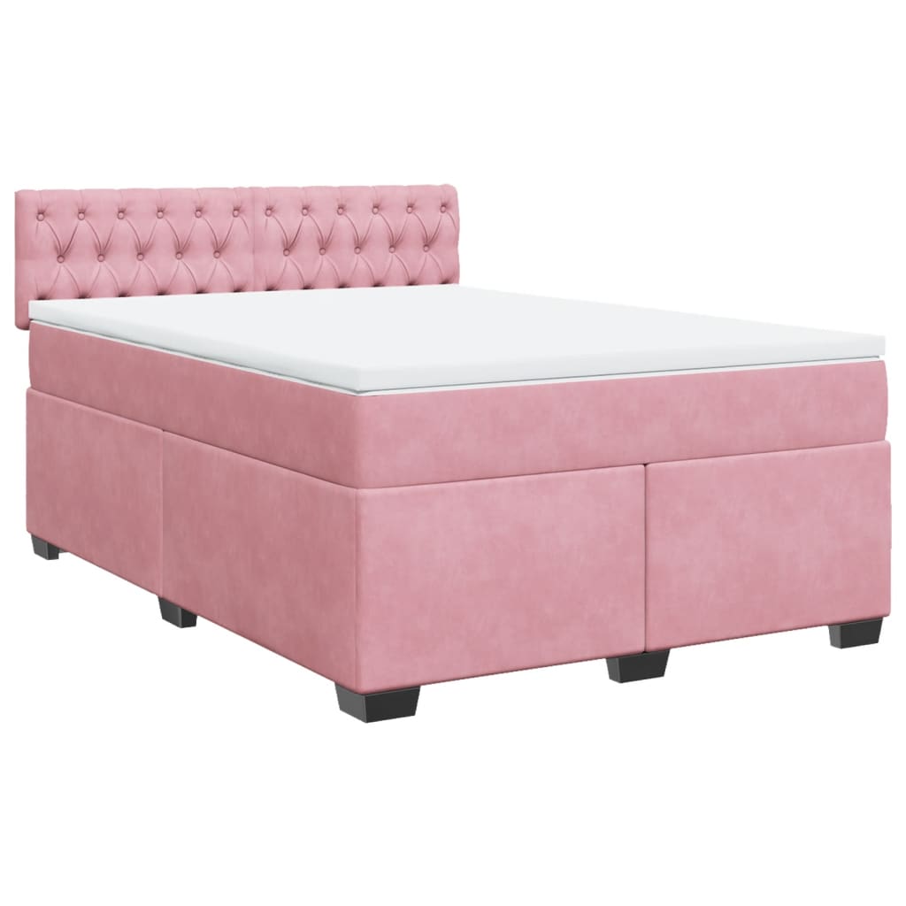 Giroletto a Molle con Materasso Rosa 140x190 cm in Velluto | homemem39