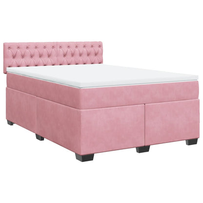 Giroletto a Molle con Materasso Rosa 140x190 cm in Velluto | homemem39