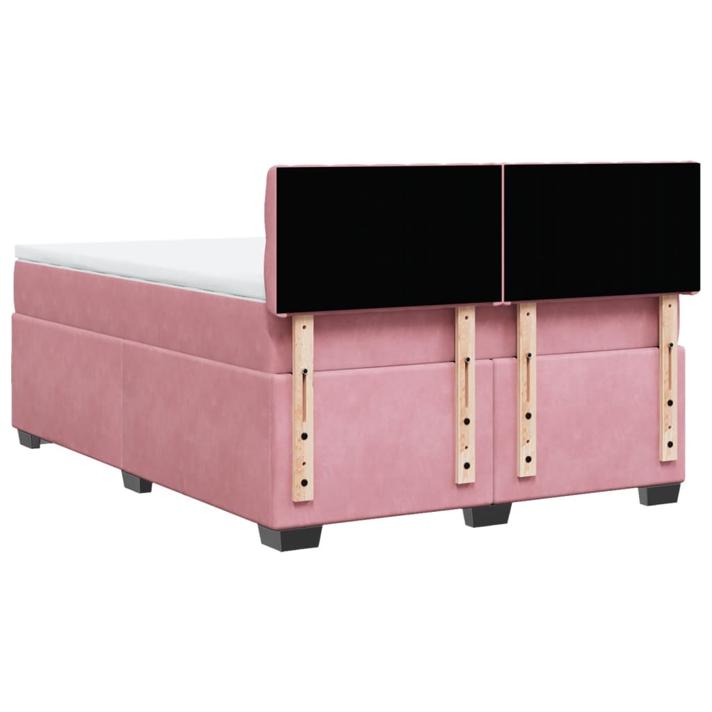 Giroletto a Molle con Materasso Rosa 140x190 cm in Velluto | homemem39