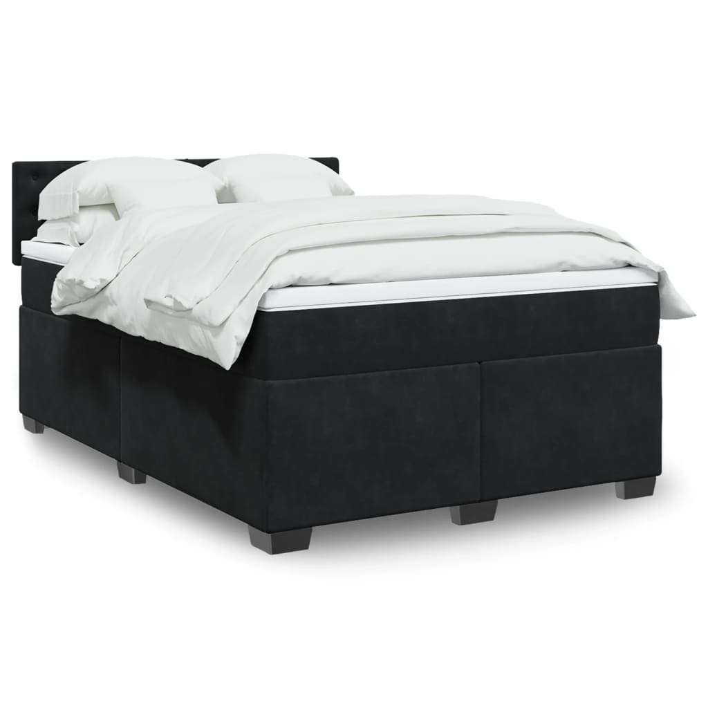 Giroletto a Molle con Materasso Nero 140x190 cm in Velluto | homemem39