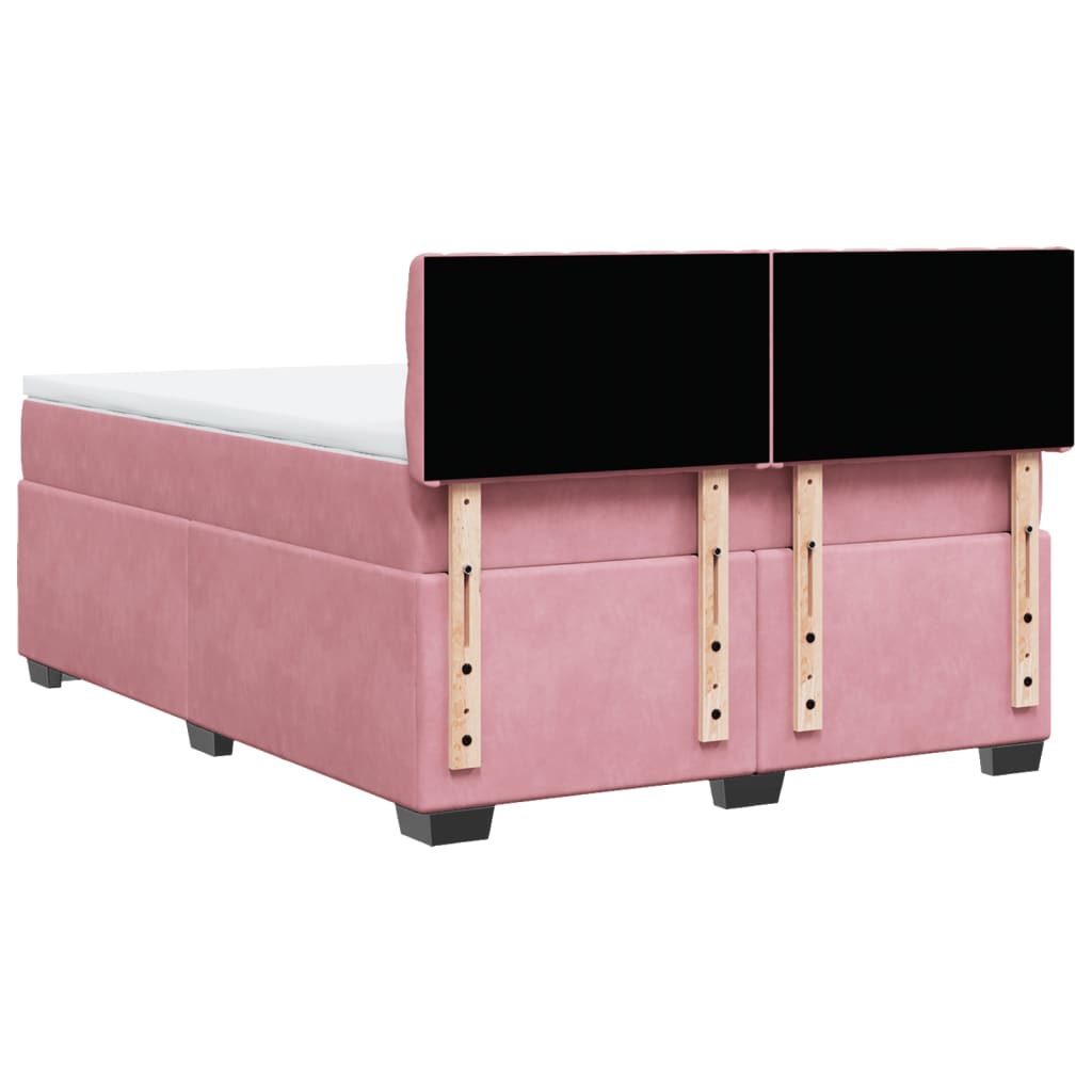 Giroletto a Molle con Materasso Rosa Scuro 140x200cm in Velluto | homemem39