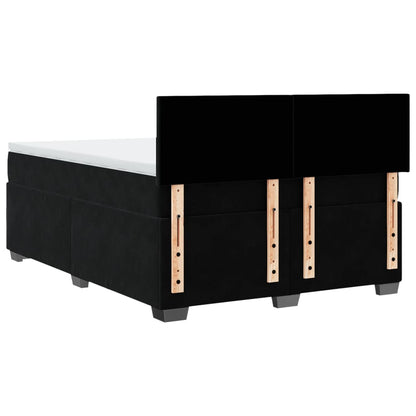 Giroletto a Molle con Materasso Nero 160x200 cm in Velluto - homemem39