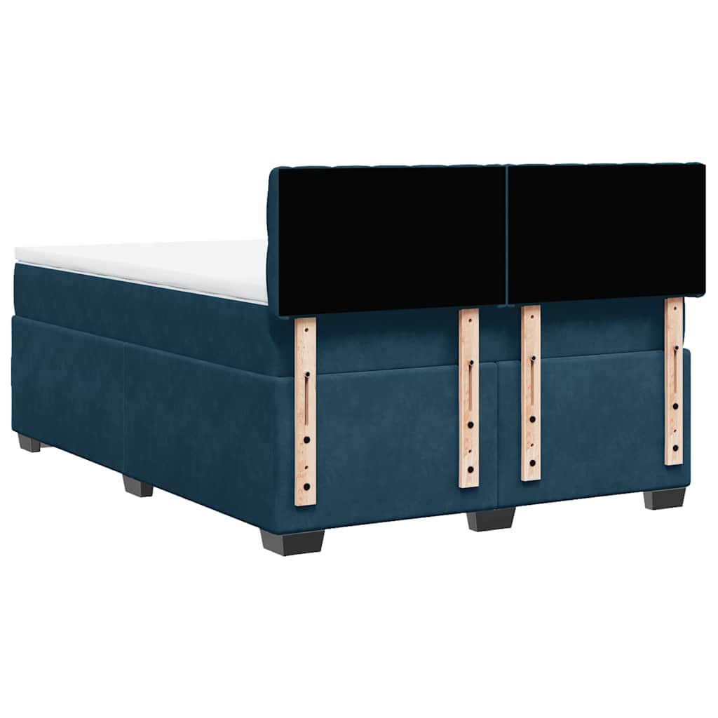 Giroletto a Molle con Materasso Blu 160x200 cm in Velluto