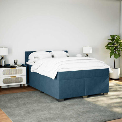 Giroletto a Molle con Materasso Blu 160x200 cm in Velluto