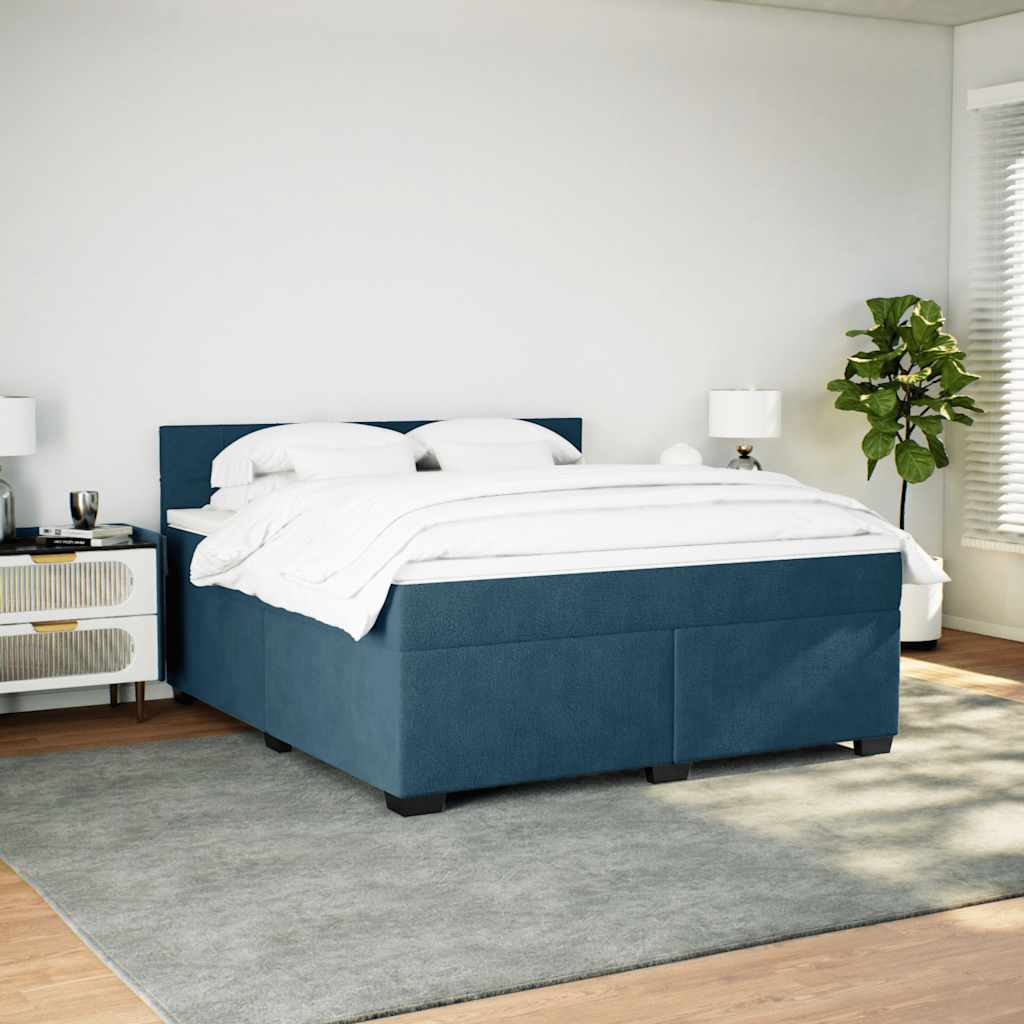 Giroletto a Molle con Materasso Blu 180x200 cm in Velluto