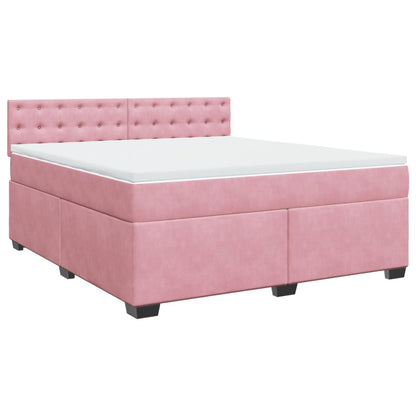 Giroletto a Molle con Materasso Rosa 180x200 cm in Velluto