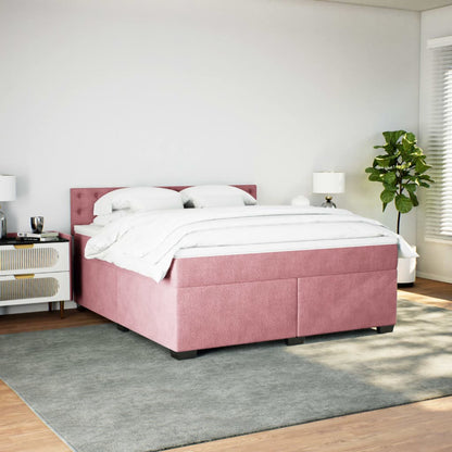 Giroletto a Molle con Materasso Rosa 180x200 cm in Velluto