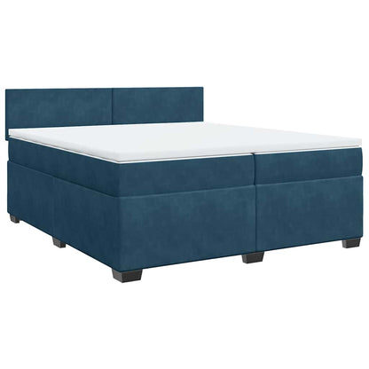 Giroletto a Molle con Materasso Blu Scuro 200x200 cm in Velluto