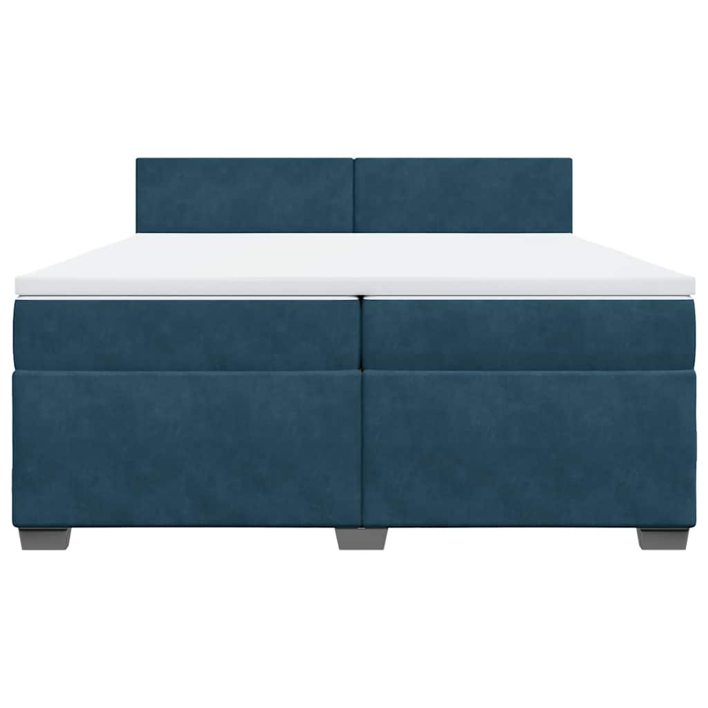 Giroletto a Molle con Materasso Blu Scuro 200x200 cm in Velluto