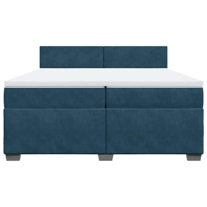 Giroletto a Molle con Materasso Blu Scuro 200x200 cm in Velluto