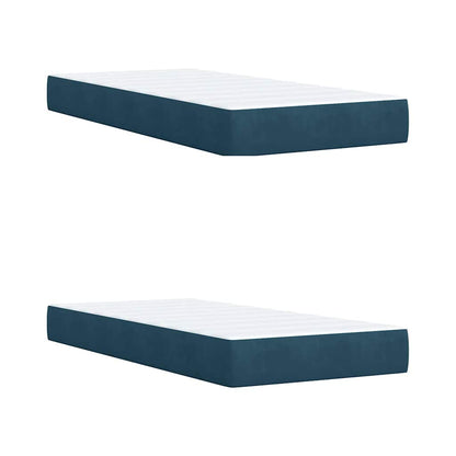 Giroletto a Molle con Materasso Blu Scuro 200x200 cm in Velluto