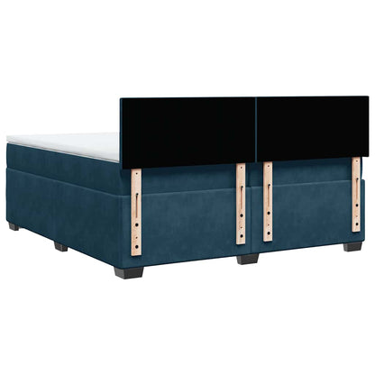 Giroletto a Molle con Materasso Blu Scuro 200x200 cm in Velluto