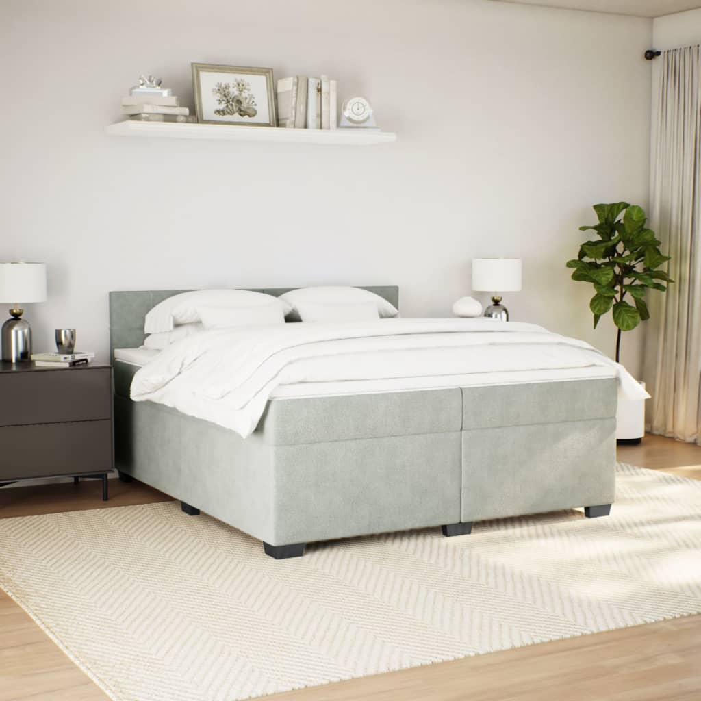 Giroletto a Molle con Materasso Grigio Chiaro 200x200cm Velluto | homemem39