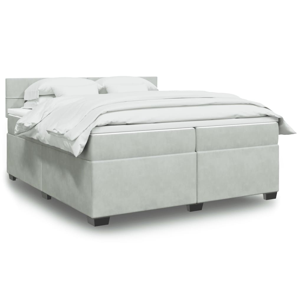 Giroletto a Molle con Materasso Grigio Chiaro 200x200cm Velluto | homemem39