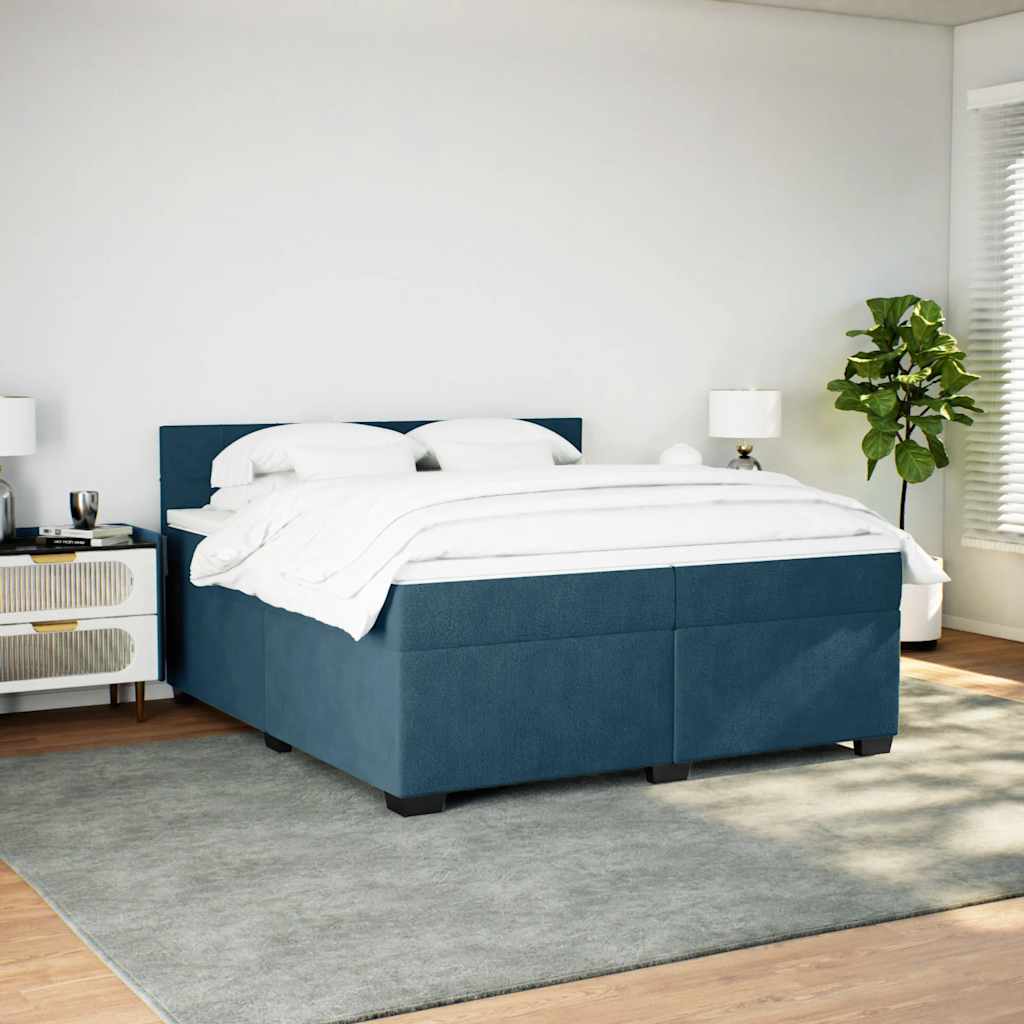 Giroletto a Molle con Materasso Blu 200x200 cm in Velluto | homemem39