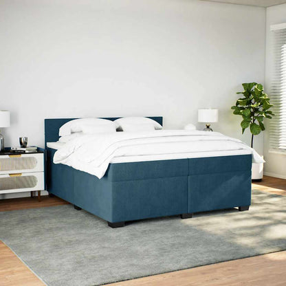 Giroletto a Molle con Materasso Blu 200x200 cm in Velluto
