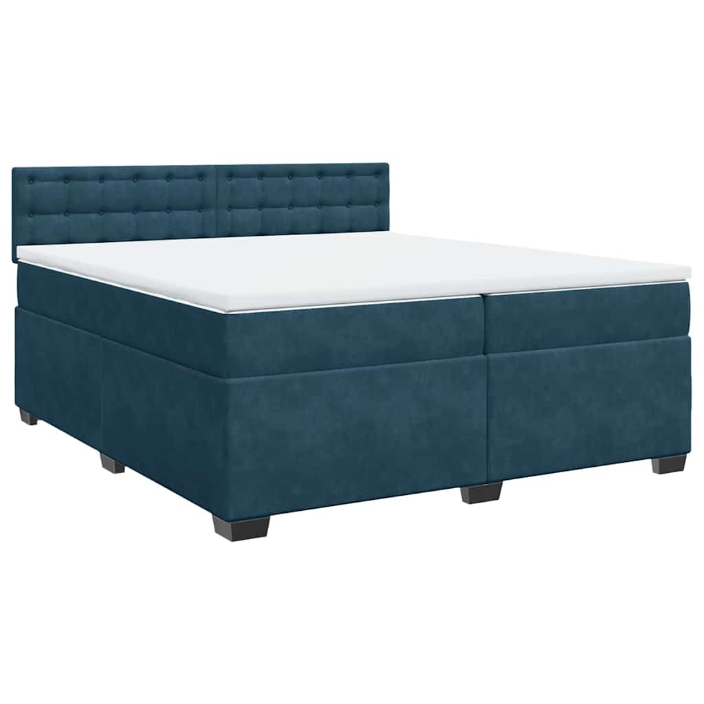 Giroletto a Molle con Materasso Blu 200x200 cm in Velluto | homemem39
