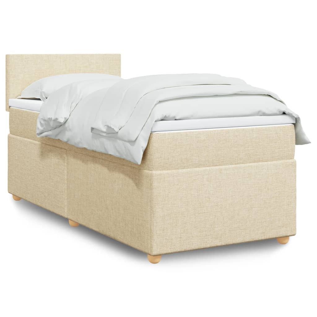 Giroletto a Molle con Materasso Crema 90x190 cm in Tessuto | homemem39
