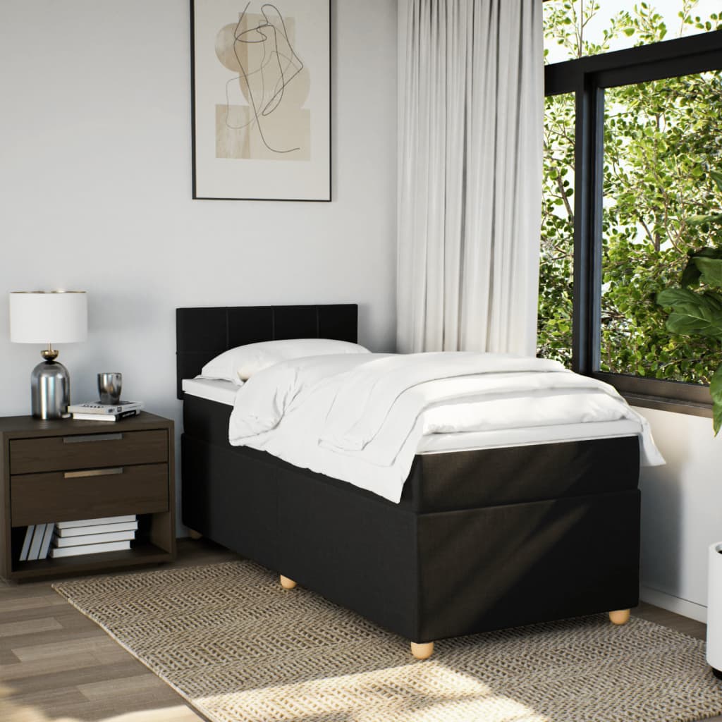 Giroletto a Molle con Materasso Nero 90x190 cm in Tessuto | homemem39