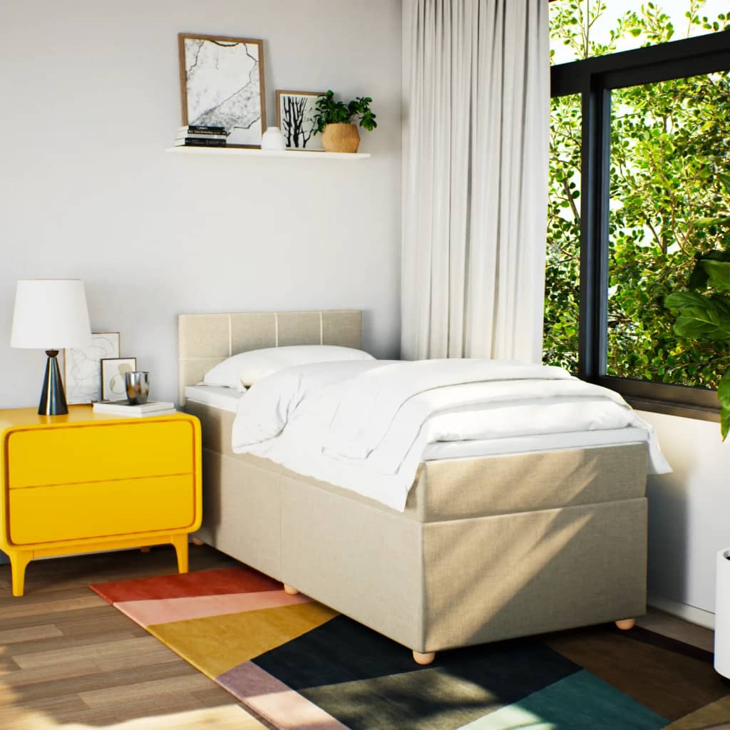 Giroletto a Molle con Materasso Crema 90x200 cm inTessuto