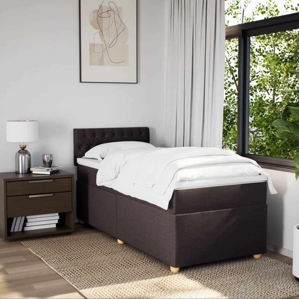 Giroletto a Molle con Materasso Marrone Scuro 90x200 cm Tessuto | homemem39