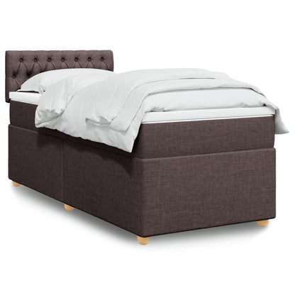 Giroletto a Molle con Materasso Marrone Scuro 90x200 cm Tessuto | homemem39