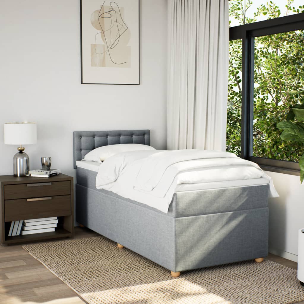 Giroletto a Molle con Materasso Grigio Chiaro 90x200 cm Tessuto | homemem39