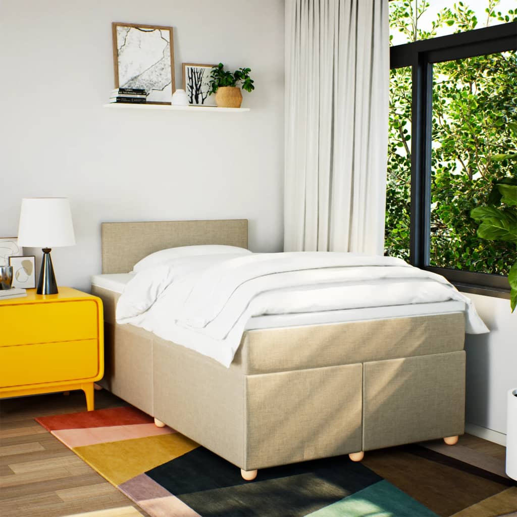 Giroletto a Molle con Materasso Crema 120x190 cm in Tessuto